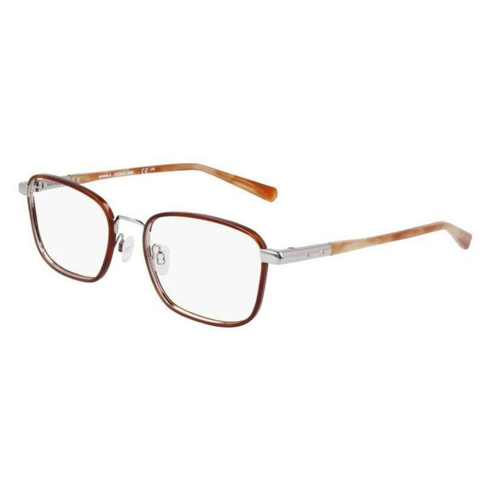 New SHINOLA by Flexon SH-23003 245 Amber Horn & Silver Eyeglasses 54/19/145